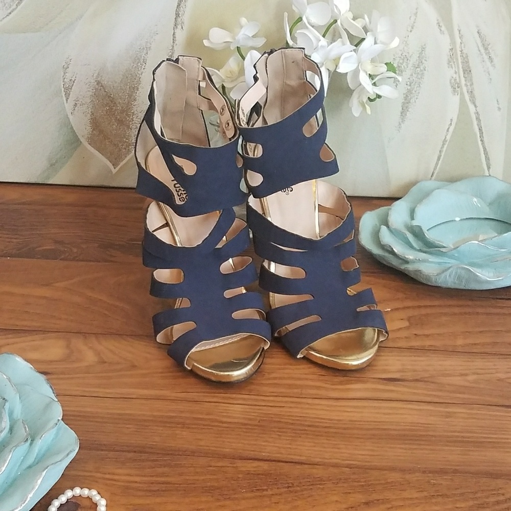 Charlotte Russe Navy Blue strap and Gold accents